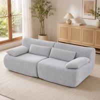 MIMO Curved Seat Design Modular Sofa Set, Corduroy Fabric in Light Grey | Size: 1 Pack
