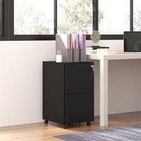 EONLION Black-2-Drawer Vertical Filing Cabinet in Black | Size: 100 cm