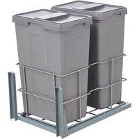 KORVIXA Soft Close Pull Out Kitchen Recycling Bin in Grey | Size: 100 cm x 100 cm
