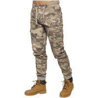 Enzo Men's Cuffed Cargo Trousers in Beige | Size: 28R