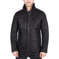 TruClothing Men's Sheepskin Jacket Casual Vintage in Black | Size: Small