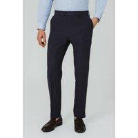 Dobell Men's Navy Pure Linen Suit Trousers | Size: 34R