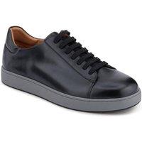 Jones Bootmaker Men's Simone Wide-Fit Leather Trainers in Black | Size: 9