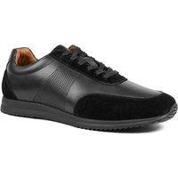 Jones Bootmaker Men's Salvi Wide Fit Leather Trainers in Black | Size: 9