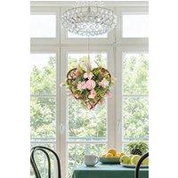 Living and Home Rustic Assorted Flowers Heart-shaped Wreath Wedding Decoration in Pink