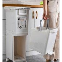 Living and Home Rolling 29L 2-Layer Pedal Rubbish Bin Recycling Dustbin Trash Can in White