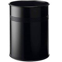 Durable Round Steel Waste Bin - 30mm Perforated Ring - 15L - Black | Size: 1 Pack