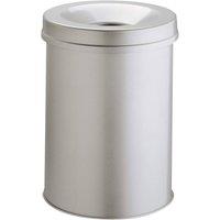 Durable Fire Extinguishing Metal Waste Bin - TUV Certified - 15L - Grey | Size: 1 Pack