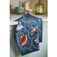 Ulster Weavers '12 Days of Christmas' Festive Print 100% Cotton Tea Towel in Green