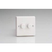 Varilight 2-Gang 1 or 2 Way 2x250 Watt Push on/Push Off-Standard Dimmer Switc in White
