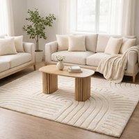 OHS Contemporary Tufted Arches Rug Floor Carpet Non Slip Area Mat in Stone | Size: 120 cm x 170 cm