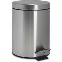 Harbour Housewares 3L Round Bathroom Pedal Bin - Stainless Steel Slim Rubbish Dustbin in Metallic Silver