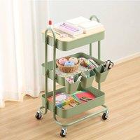 VonHaus 3 Tier Storage Trolley with 4 Wheels in Green