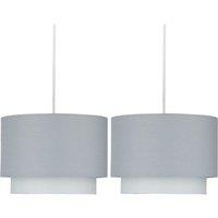 First Choice Lighting Pair of Grey Ombre 2 Tier Ceiling Light Shades