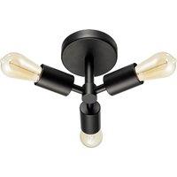 Happy Homewares Industrial Matte Black Ceiling Light Fixture to Showcase Vintage Bulbs