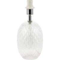 Happy Homewares Elegant Clear Glass Table Lamp Base with Textured Diamond Cut Pattern