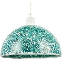 Happy Homewares Teal Mosaic Handmade Pendant Lamp Shade with Domed Semi Circular Shape