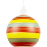 Happy Homewares Multicolour Striped Glass Globe Pendant Shade with Retro Character