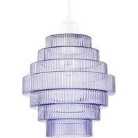 Happy Homewares Tiered Stepped Design Smoked Lavender Glass Pendant Ceiling Lamp Shade in Purple