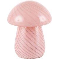 Happy Homewares Contemporary Mushroom Glass Table Lamp with Pink Stripe Effect Pattern