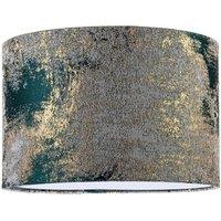 Happy Homewares Forest Green Jacquard Fabric Lamp Shade with Metallic Gold Highlights | Size: 12 inches