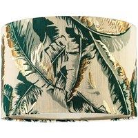 Happy Homewares Botanical & Tropical Jacquard Fabric Shade with Green Banana Leaves | Size: 12 inches