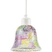 Happy Homewares Multi-Colour Iridescent Crackle Mosaic Bell Pendant Lighting Shade