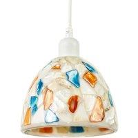 Happy Homewares Mother of Pearl Style Mosaic Glass Pendant Ceiling Lighting Shade in Cream