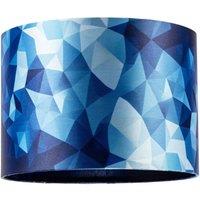 Happy Homewares Designer Geometric Satin Fabric Round Lamp Shade with Tones of Blue in Midnight | Size: 10 inches