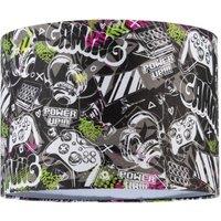 Happy Homewares Gaming Themed Cotton Fabric Modern Lamp Shade in Black & Neon Green | Size: 10 inches