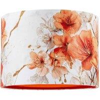 Happy Homewares Orange & Gold Floral Watercolour Fabric Lamp Shade with Inner Lining | Size: 10 inches