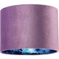 Happy Homewares Soft Lilac Velvet Drum Lampshade with Inner Coloured Floral Lining | Size: 10 inches