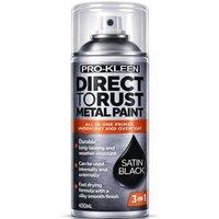 ProKleen Direct to Rust Metal Paint, Primer Undercoat & Topcoat 400ml in Black