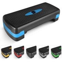 Kayman Exercise Steps with Adjustable 2 Step Level Heights (10, 15 cm) - Blue in Black