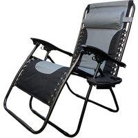 Samuel Alexander Luxury Padded Multi Position Zero Gravity Garden Relaxer Chair Lounger in Grey & Black