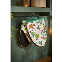 Ulster Weavers 'Christmas Robins' Festive Print 100% Cotton Pair of Microwave Mitts in Cream