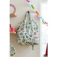 Ulster Weavers 'Christmas Cats' Festive Print Polyester Packable Bag in Light Green