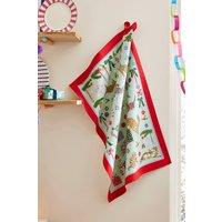 Ulster Weavers 'Christmas Cats' Festive Print 100% Cotton Tea Towel in Light Green