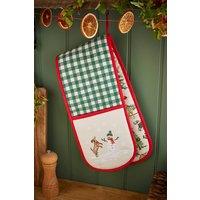 Ulster Weavers 'Winter Walkies' Winter Dog Print 100% Cotton Double Oven Glove in Beige