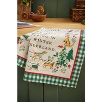 Ulster Weavers 'Winter Walkies' Winter Dog Print 100% Cotton Tea Towel in Beige
