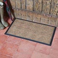 Marco Paul Non Slip Heavy Duty Door Mat - Chestnut Chequered in Brown | Size: 45 cm x 75 cm