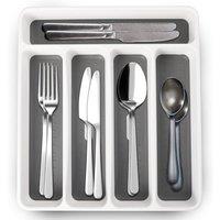 Top 3 5 Compartment Utensil Cutlery Tray Organiser White & Grey