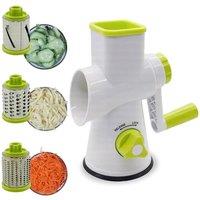Top 3 Rotary Food Grater with 3 Stainless Steel Attachments White & Green