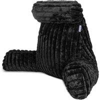 Aamira Reading Pillow Black Faux Fur Ribbed Memory Foam Support Cushion