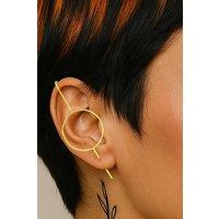 Otis Jaxon London Single Sterling Silver Circle Ear Climber Earring in Gold | Size: Large