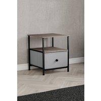 HD Designs Chorley 1 Drawer Bedside Chest Fabric Storage Organizer Furniture in Light Grey