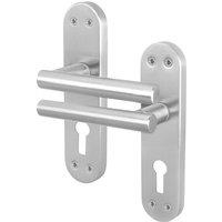 AFIT Satin Nickel Euro Door Handles T-Bar Backplate Internal 1 Pair in Silver | Size: 150mm x 150mm