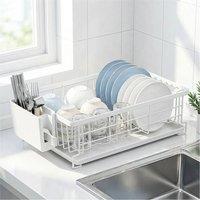 FLAVORA Carbon Steel Dish Drying Rack in White | Size: 0.6m2