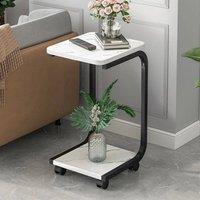SPETLEK Small End Side Table Plant Pot Stand Shelf in White | Size: 0.6m2