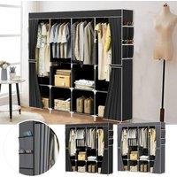 SPETLEK Large Fabric Canvas Wardrobe Black